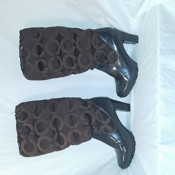 coach boots winter fall water proof quilted women's sz 8 1/2 B brown rain boot - Picture 14 of 15